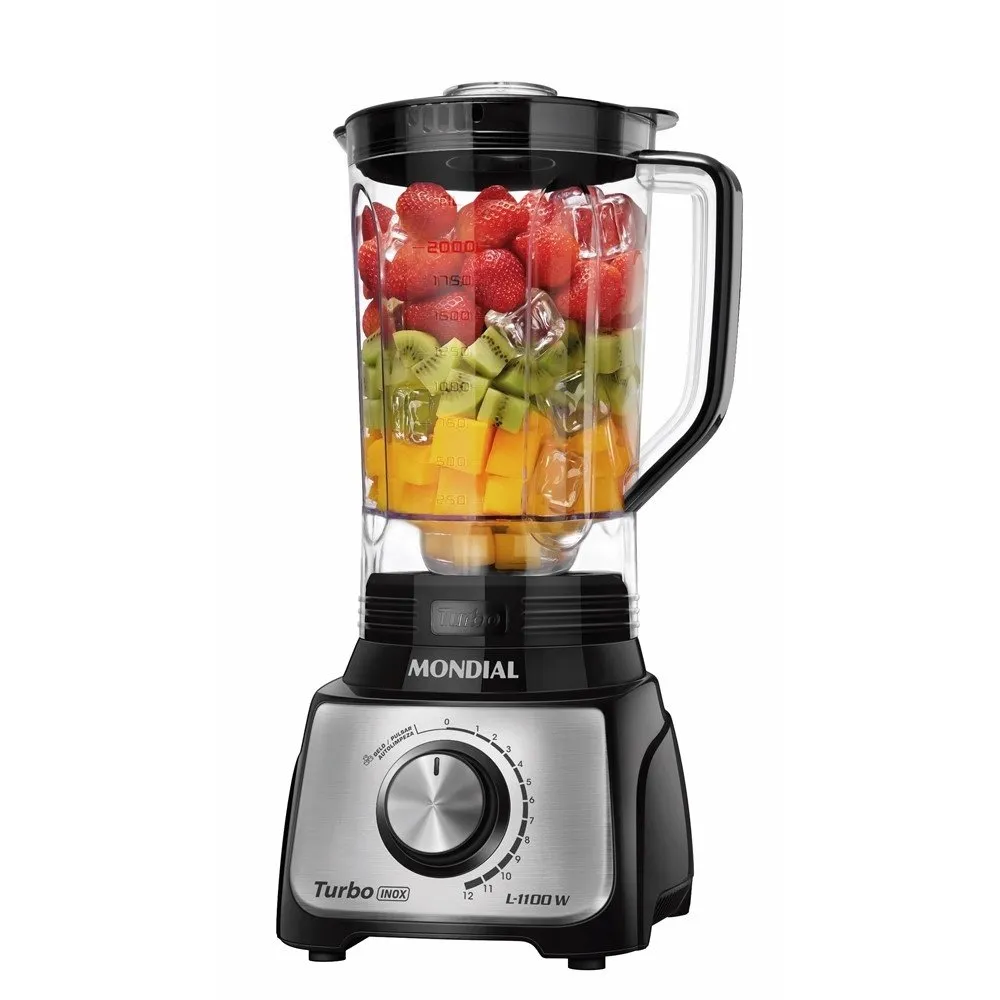 MONDIAL Liquidificador Turbo, Vermelho/Inox, 1100W, 220V - L-1100 RI - Imagem 2