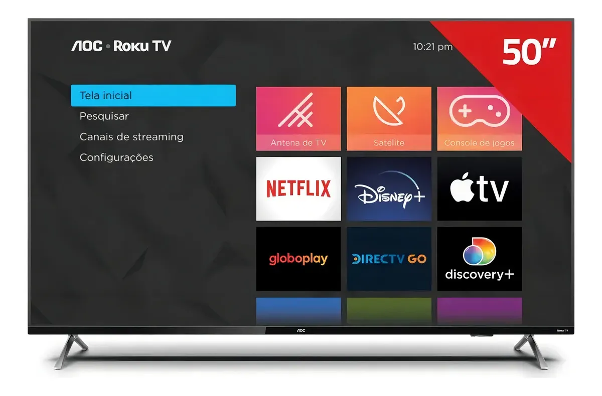 Smart TV 50" AOC 4K DLED 50U7045/78G Roku TV Quad Core 3 HDMI - Imagem 2